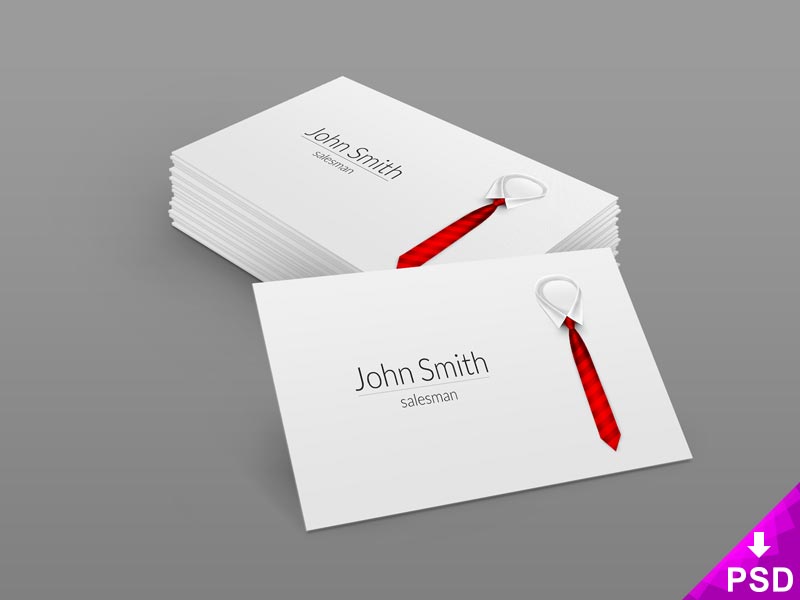 Red Tie Business Card Mockup
