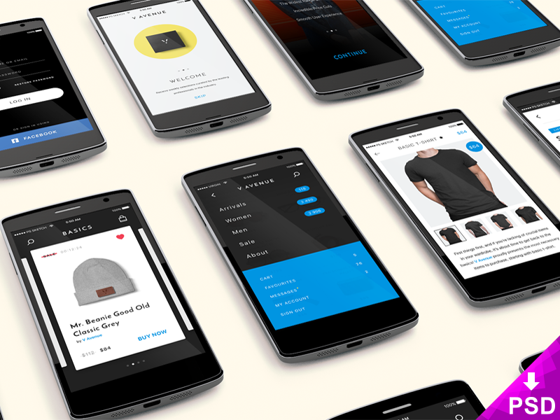 Smartphones App Screens Mockup